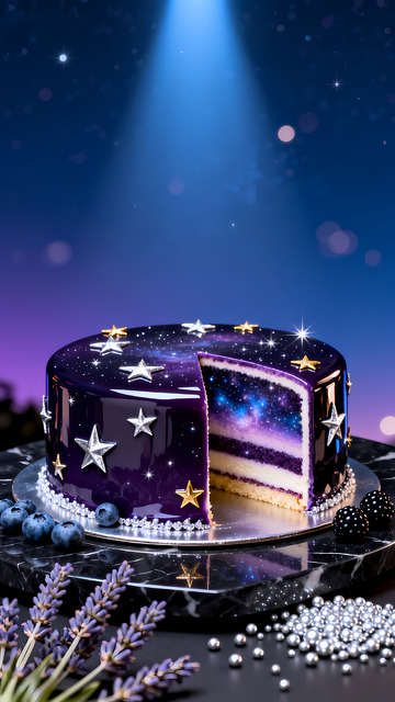 蓝莓星星蛋糕甜点摄影图