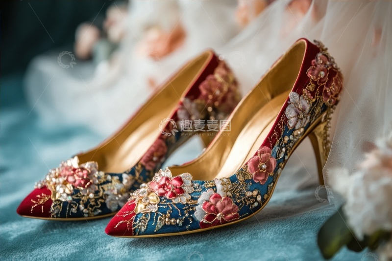 高清大图下载【趣麦麦图】一双绣花高跟鞋