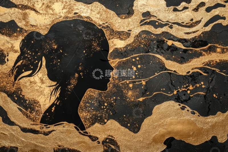 高清大图下载【趣麦麦图】云雾中的女孩剪影背景