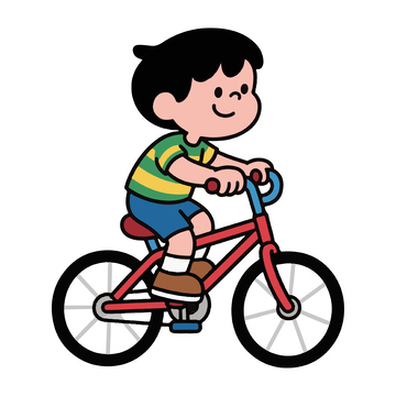 小孩在骑自行车