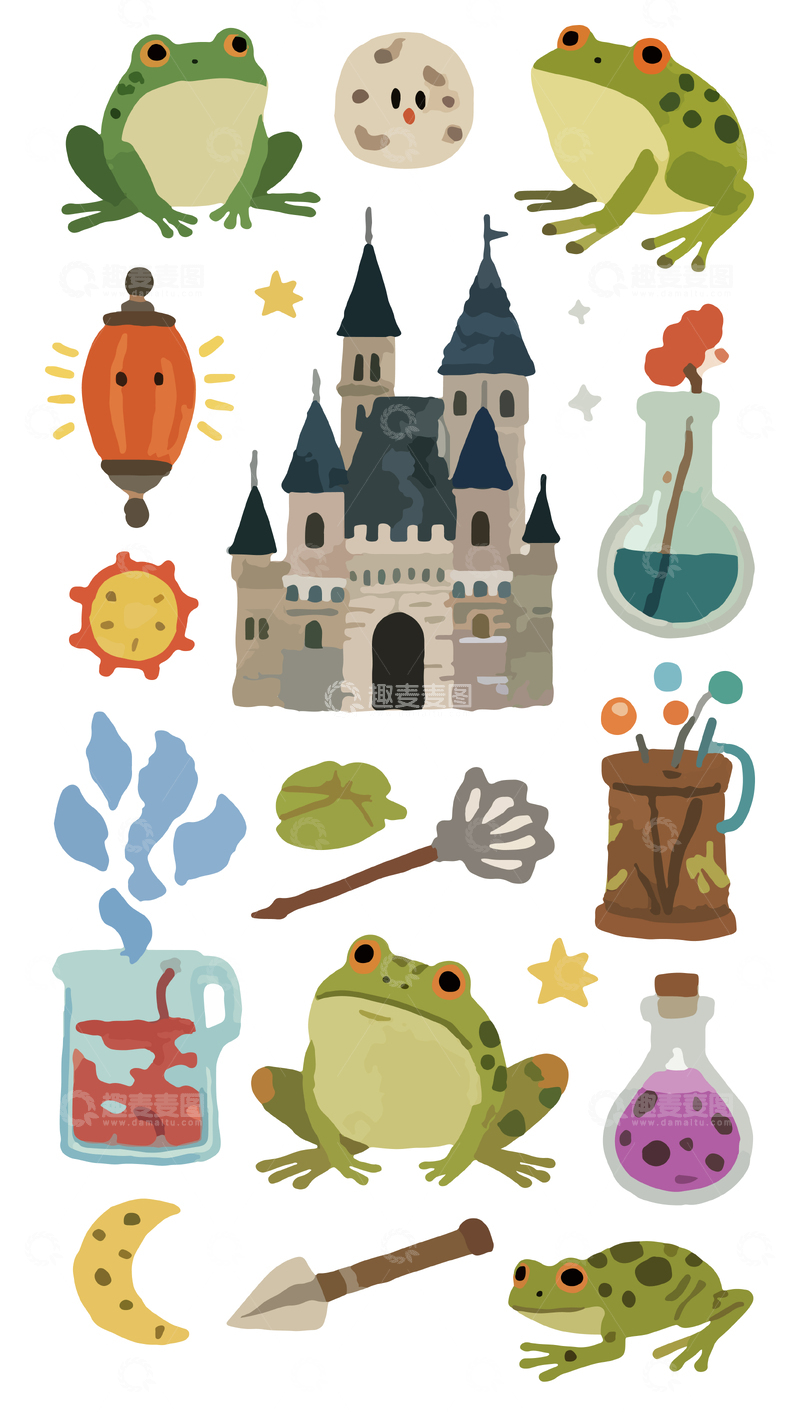 源文件下载【趣麦麦图】魔法元素插画2