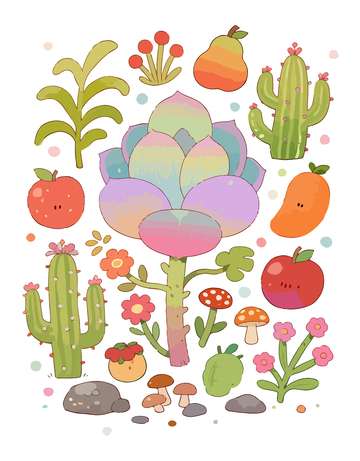 仙人掌植物水彩插画2