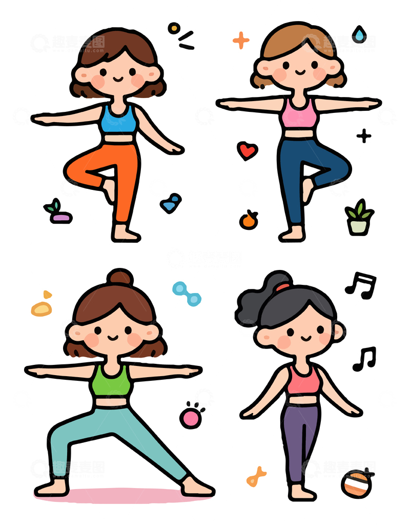 源文件下载【趣麦麦图】瑜伽运动人物2