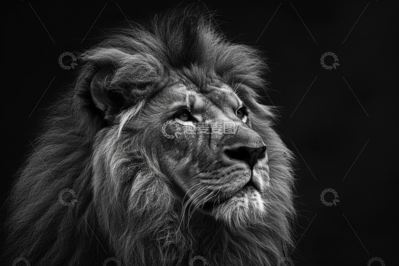 高清大图下载【趣麦麦图】一头狮子黑白摄影