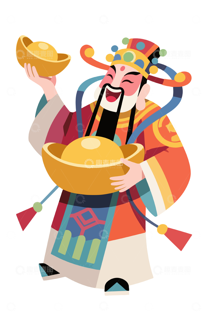 马年春节财神爷喜庆金元宝2