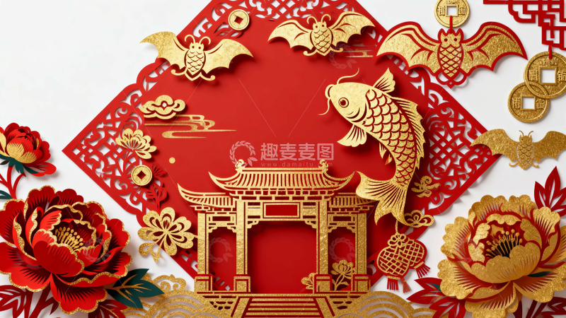 高清大图下载【趣麦麦图】国风节日春节背景4