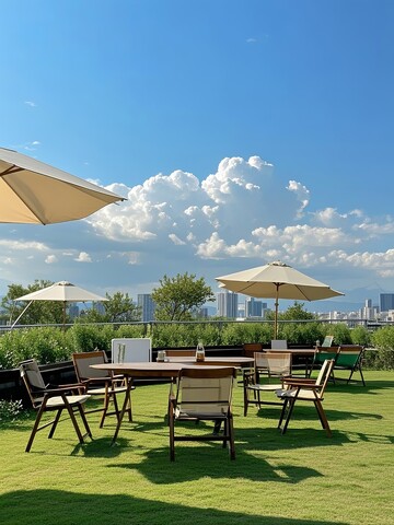 户外遮阳棚下的休闲场景