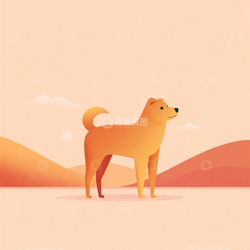 高清大图下载【趣麦麦图】宁静沙漠中的狗狗画面