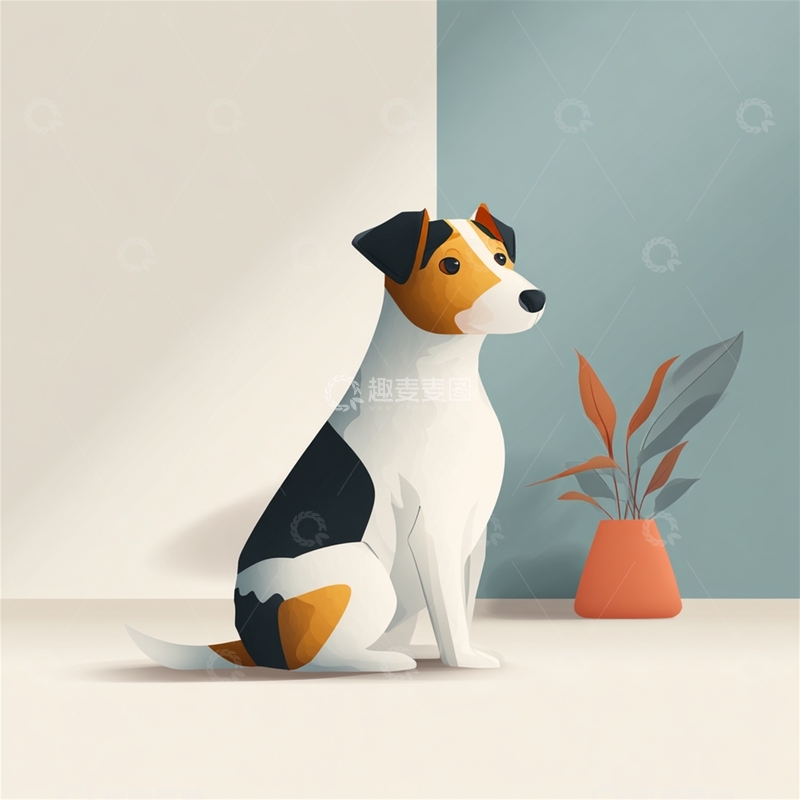 高清大图下载【趣麦麦图】可爱宠物狗温馨插画