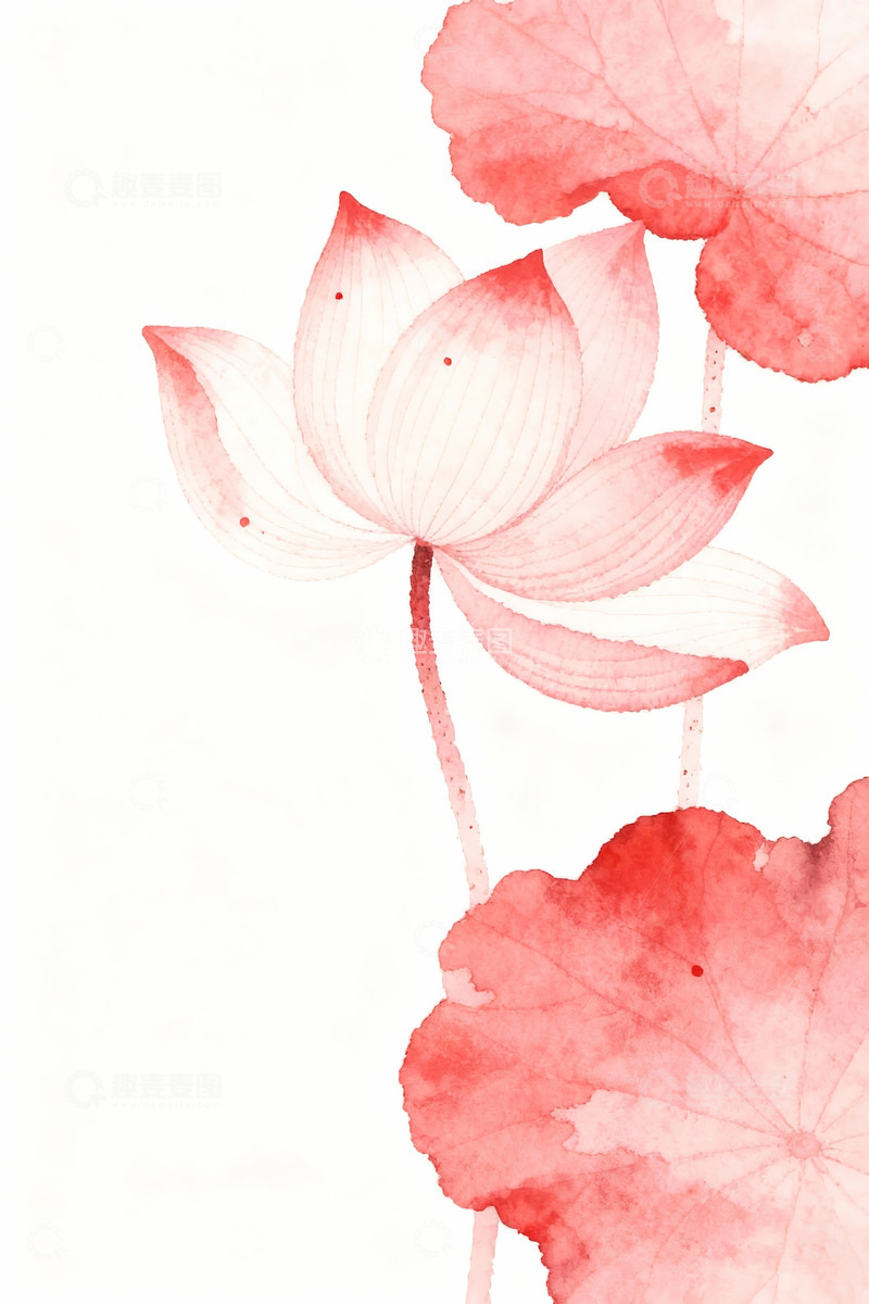 高清大图下载【趣麦麦图】水墨荷花荷叶