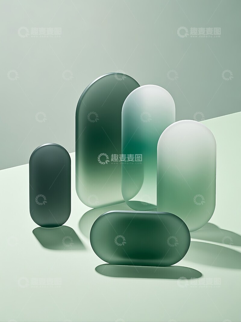 高清大图下载【趣麦麦图】蓝绿色渐变弧形玻璃质感背景