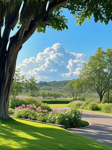 绿树成荫的花园小径