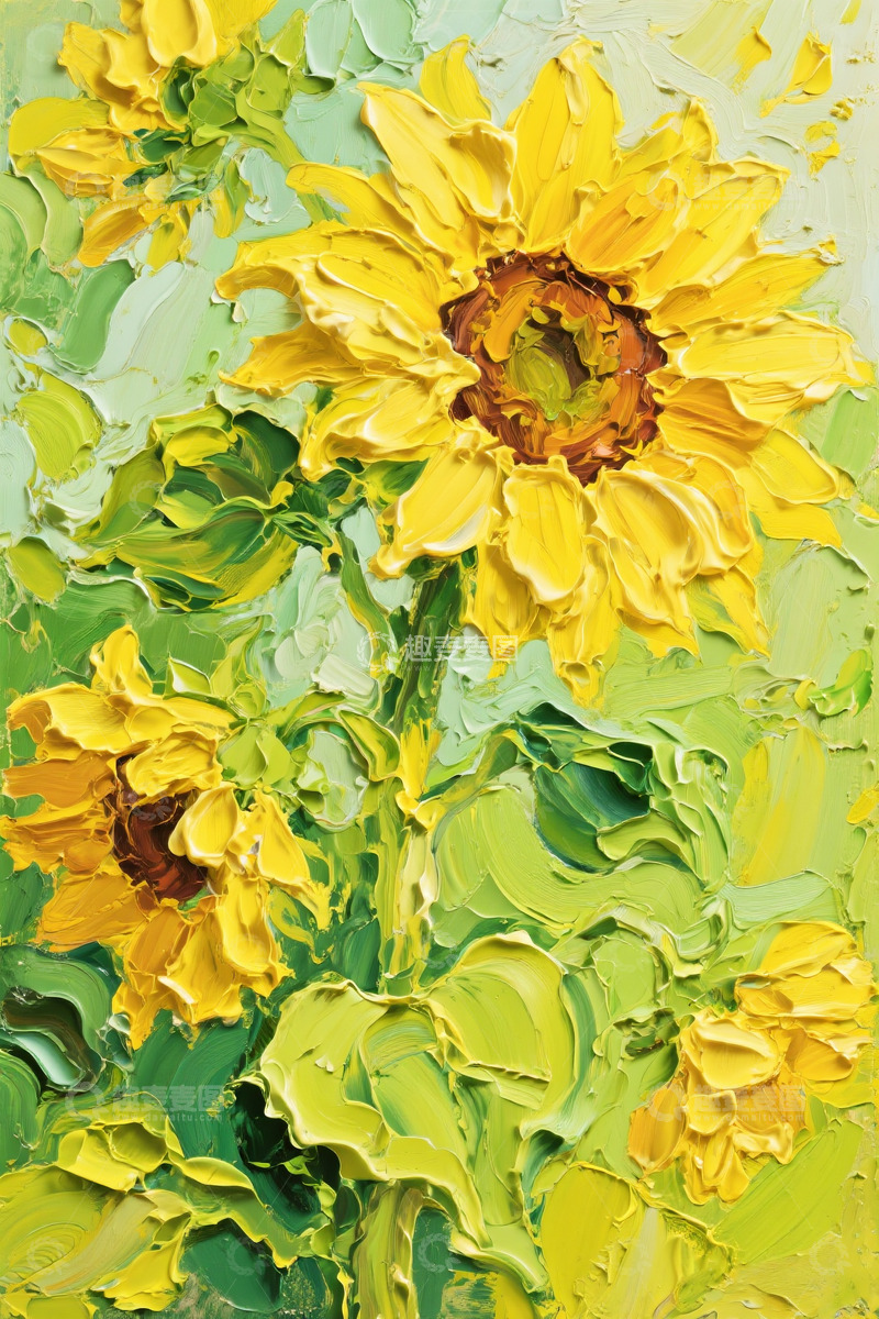 高清大图下载【趣麦麦图】奶油油画向日葵3