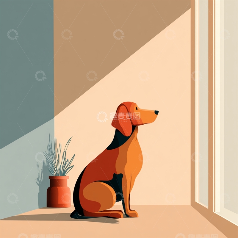 高清大图下载【趣麦麦图】阳光洒落下的宠物狗肖像