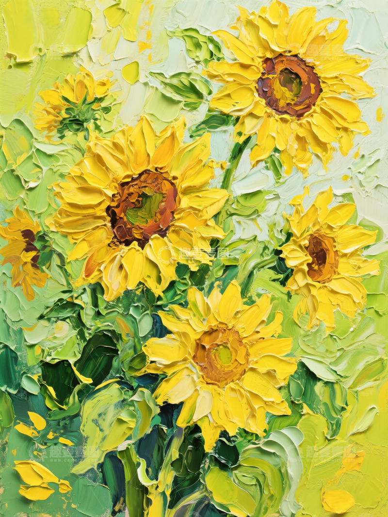 高清大图下载【趣麦麦图】奶油油画向日葵2