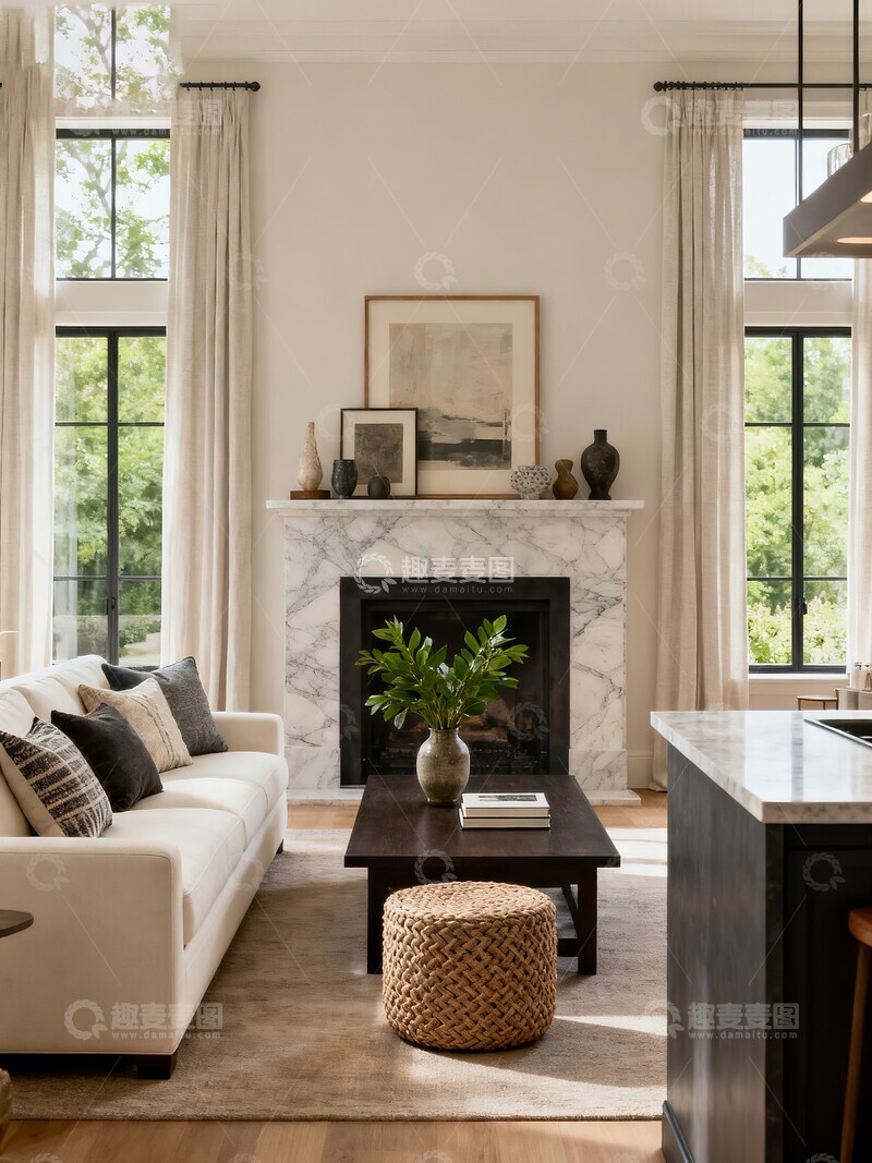 高清大图下载【趣麦麦图】现代别墅客厅壁炉装修设计
