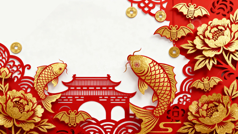 高清大图下载【趣麦麦图】国风春节剪纸背景12