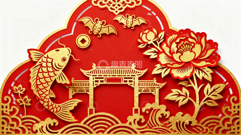 国风国潮春节剪纸背景18