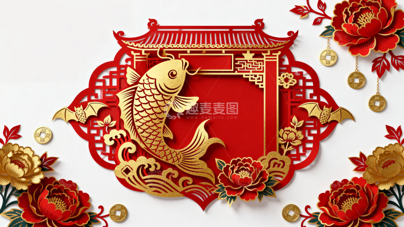 高清大图下载【趣麦麦图】国风春节剪纸背景2