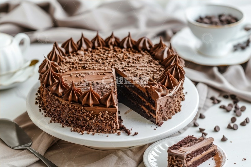 高清大图下载【趣麦麦图】一盘巧克力奶油蛋糕