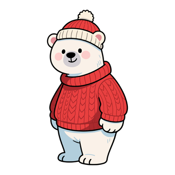 穿红色毛衣的北极熊