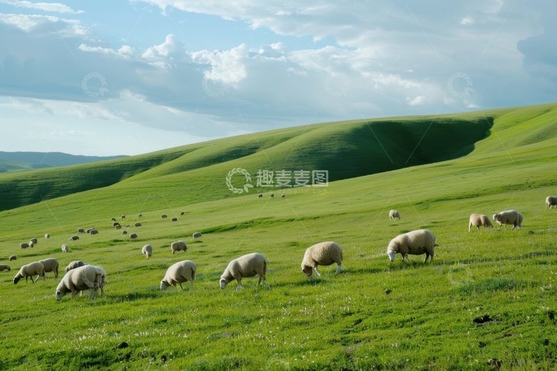 高清大图下载【趣麦麦图】大草原上的一群羊