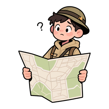 探险男孩看地图