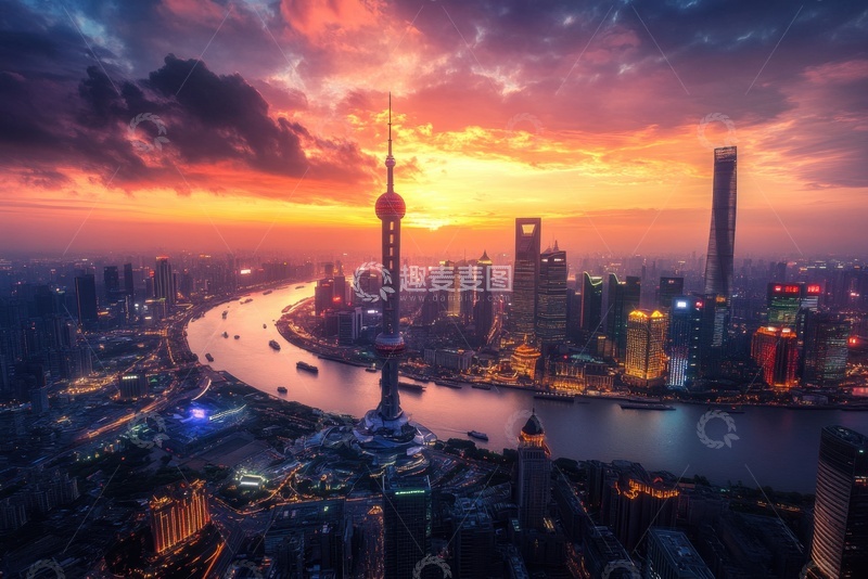 高清大图下载【趣麦麦图】城市黄昏景色摄影