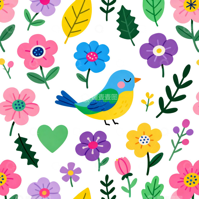 高清大图下载【趣麦麦图】卡通风格花卉图案