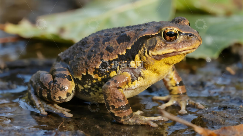 高清大图下载【趣麦麦图】池塘边的花背蟾蜍