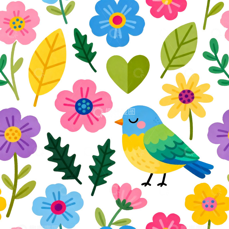 高清大图下载【趣麦麦图】卡通风格花卉图案