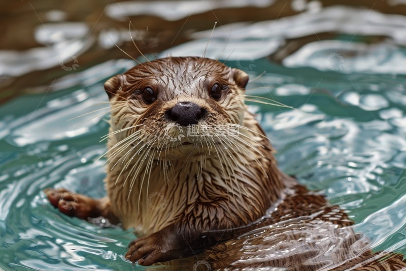高清大图下载【趣麦麦图】河里的一只水獭