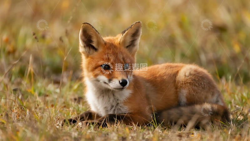 高清大图下载【趣麦麦图】草丛里面的赤狐幼崽