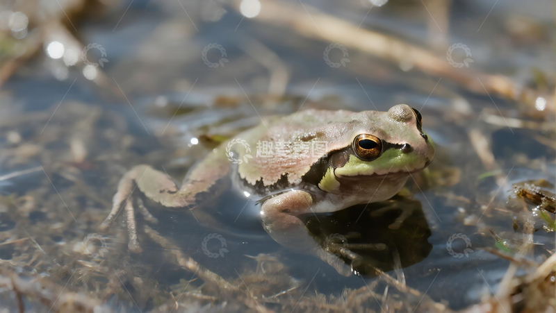 高清大图下载【趣麦麦图】水里的中华大蟾蜍实拍摄影