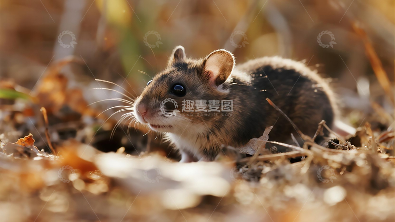 高清大图下载【趣麦麦图】秋日灌丛中的鼩鼱