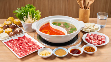 创意美食火锅盛宴套餐摄影图