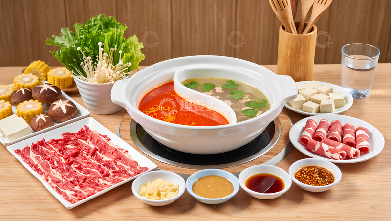 高清大图下载【趣麦麦图】-创意美食火锅盛宴套餐摄影图
