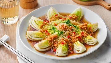 创意美食蒜蓉粉丝娃娃菜摄影图