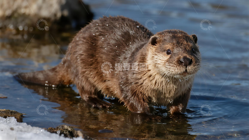 高清大图下载【趣麦麦图】溪流边的水獭