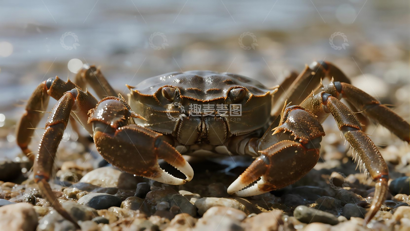 高清大图下载【趣麦麦图】河湾的新鲜河蟹