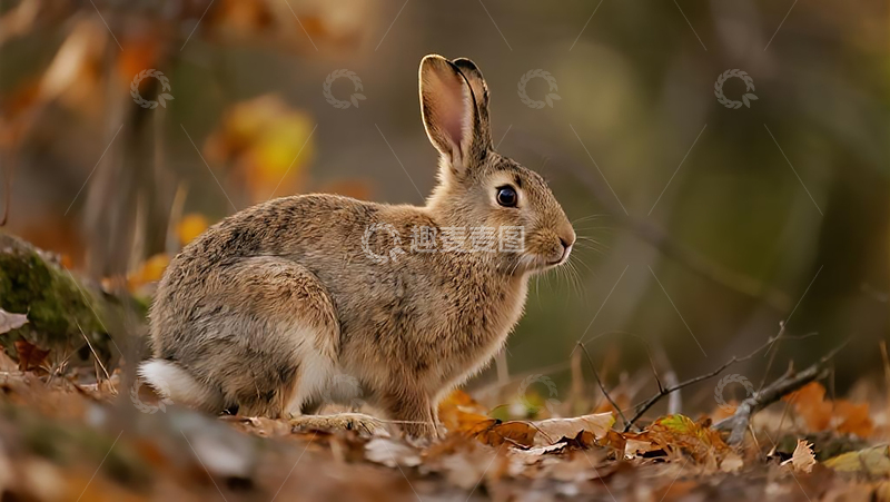 高清大图下载【趣麦麦图】实拍秋日草地里的野兔