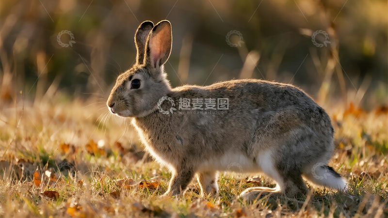 高清大图下载【趣麦麦图】秋日草地里的野兔