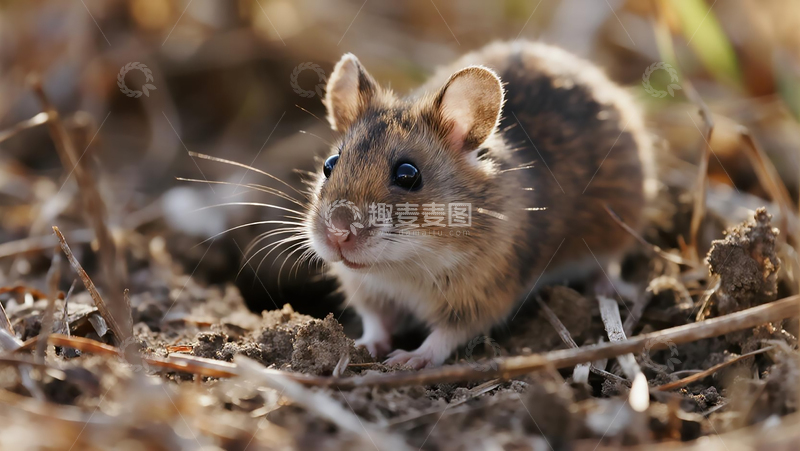 高清大图下载【趣麦麦图】秋日灌丛中的鼩鼱
