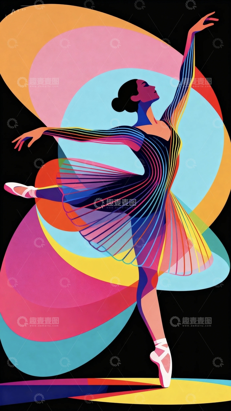 高清大图下载【趣麦麦图】彩绘美学芭蕾舞女孩18