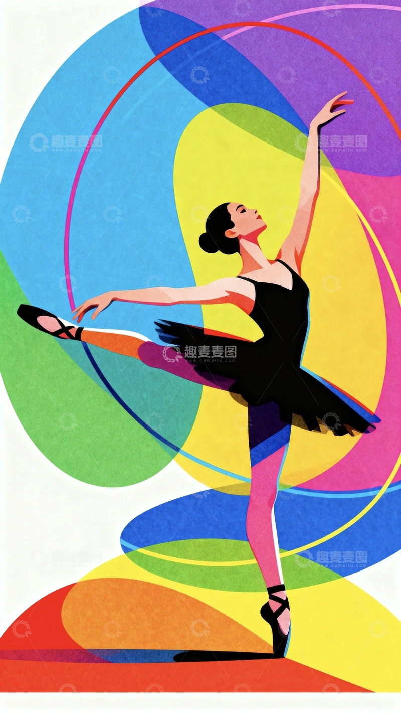 高清大图下载【趣麦麦图】彩绘美学芭蕾舞女孩11