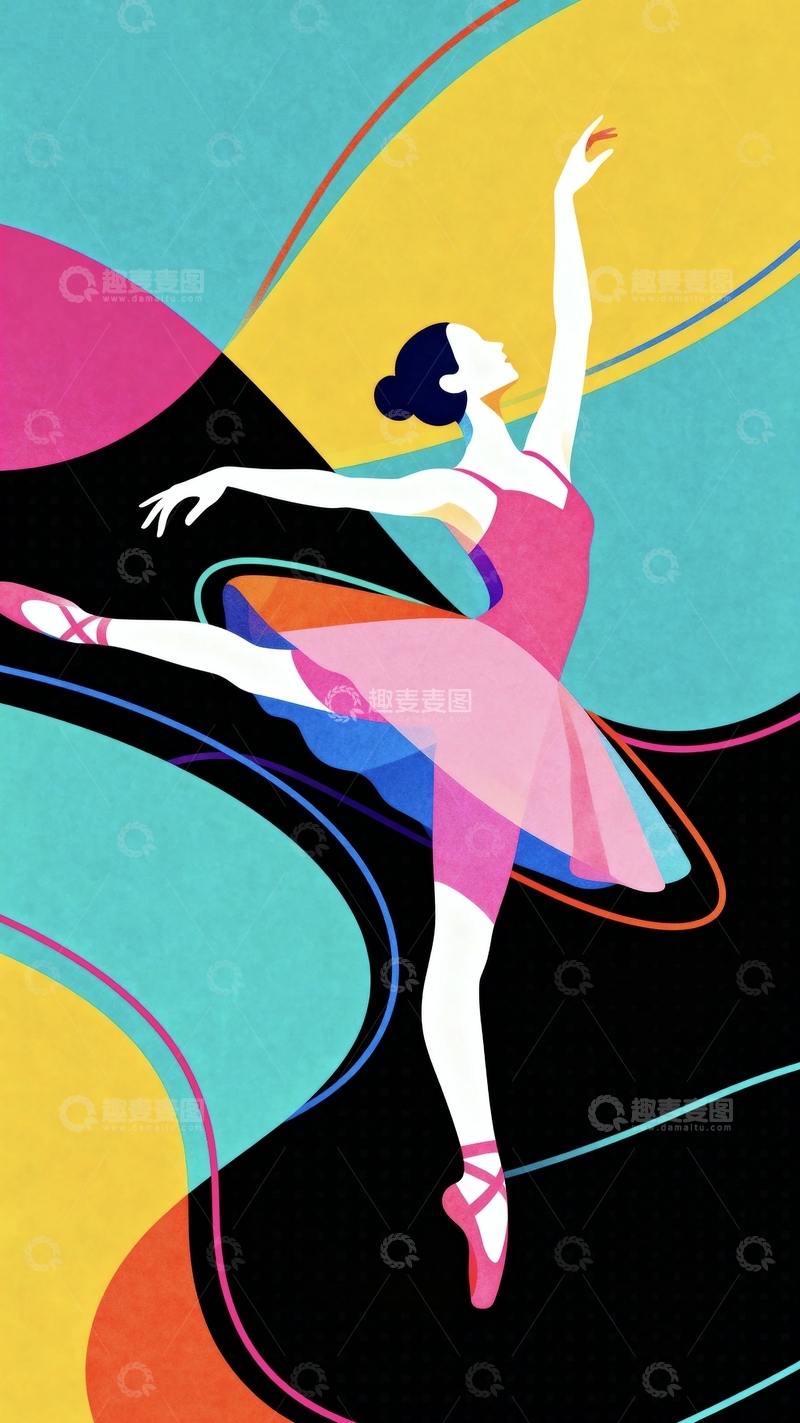 高清大图下载【趣麦麦图】彩绘美学芭蕾舞女孩12