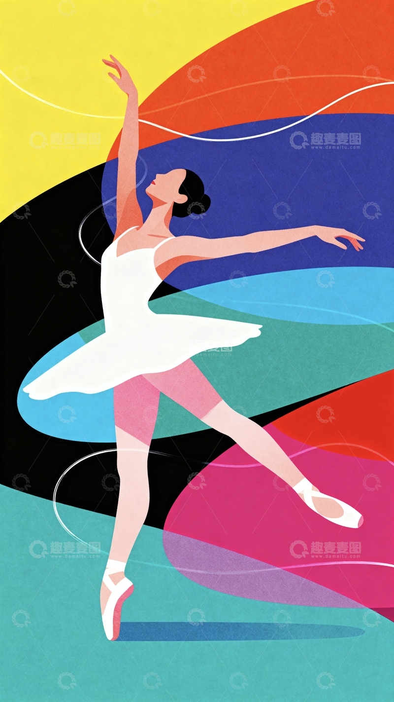 高清大图下载【趣麦麦图】多巴胺配色芭蕾舞女孩20