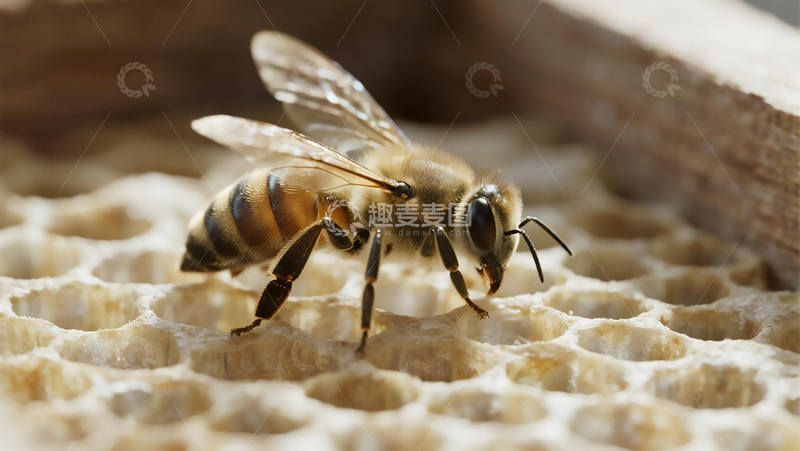 高清大图下载【趣麦麦图】生物百科昆虫之蜂巢里的蜜蜂