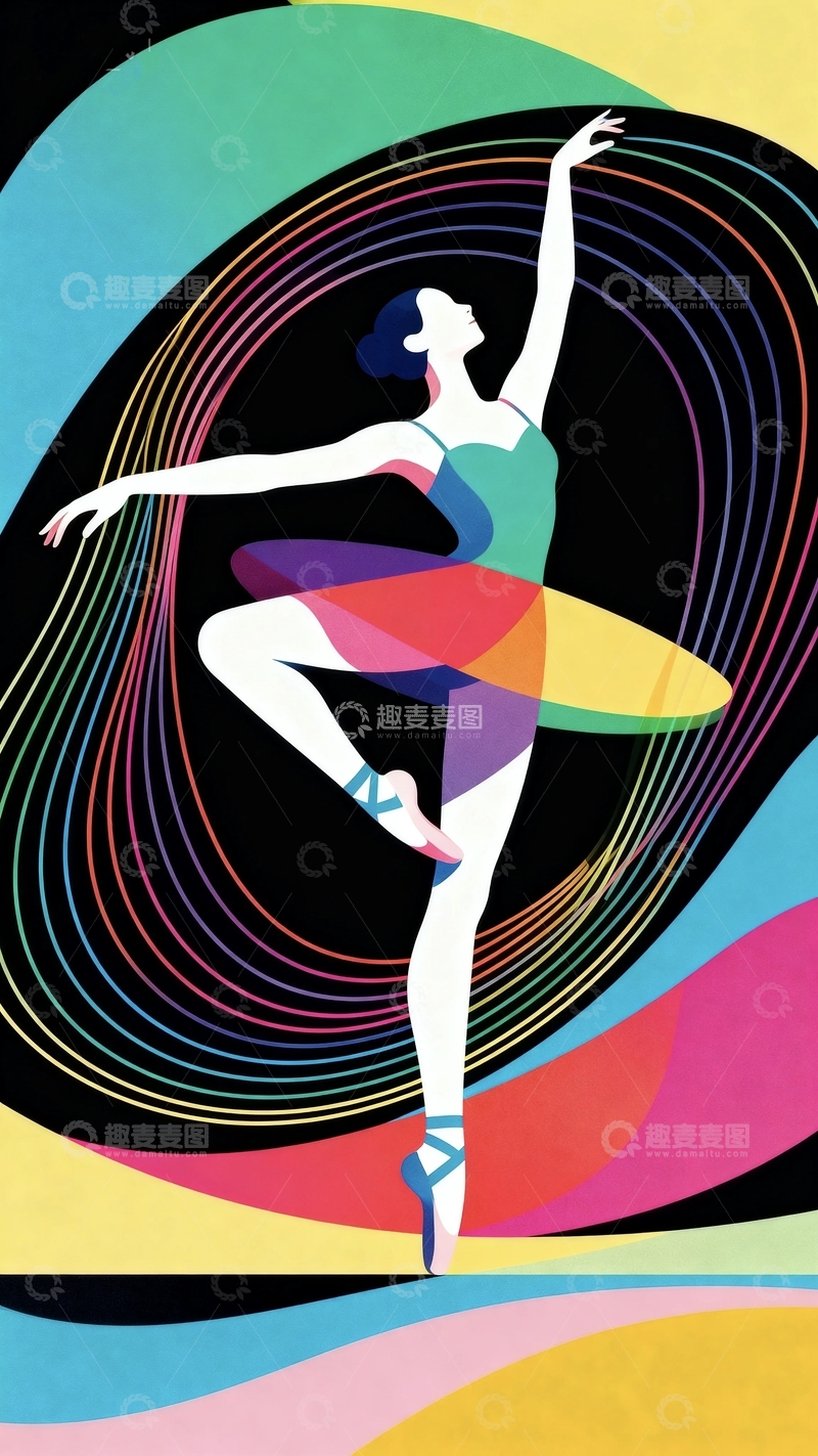 高清大图下载【趣麦麦图】彩绘美学芭蕾舞女孩14