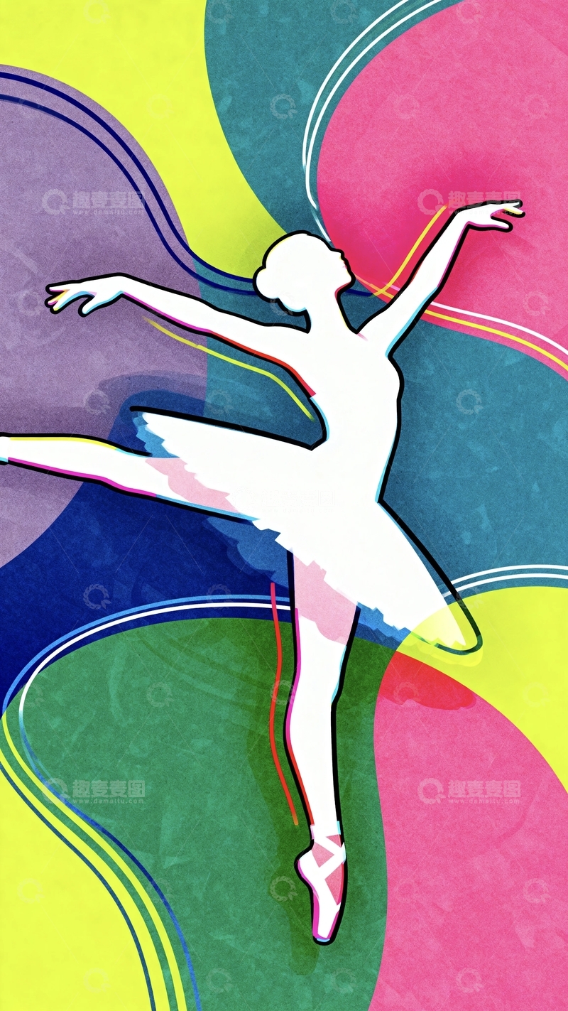 高清大图下载【趣麦麦图】多巴胺配色芭蕾舞女孩1